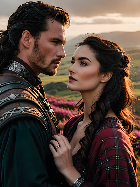 Free ai generated couple highlander illustration