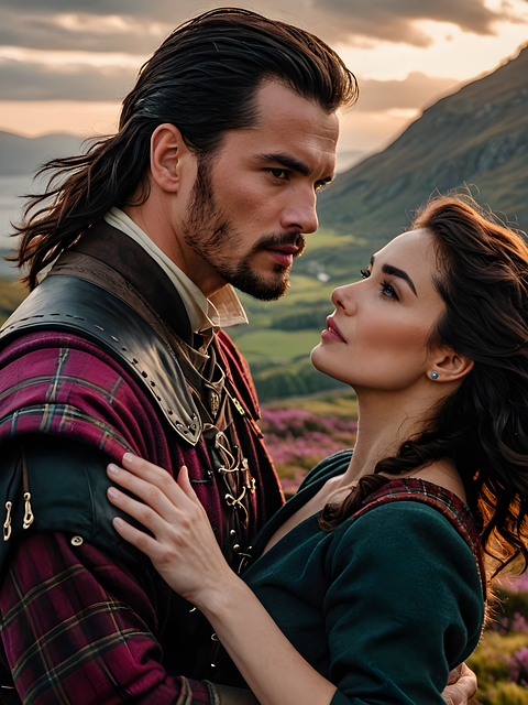 Free ai generated couple highlander illustration