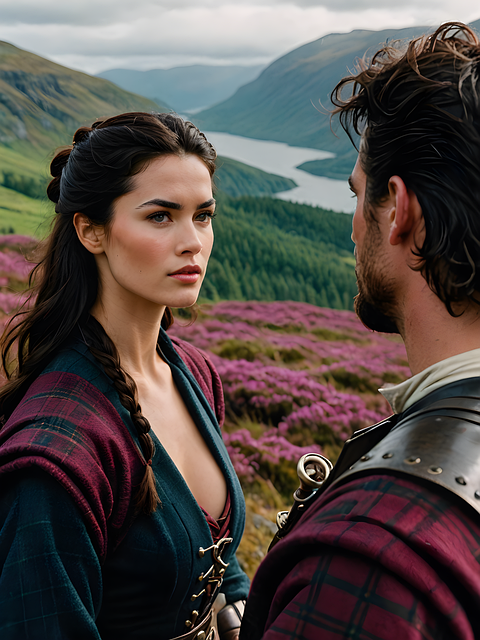 Free ai generated couple highlander illustration