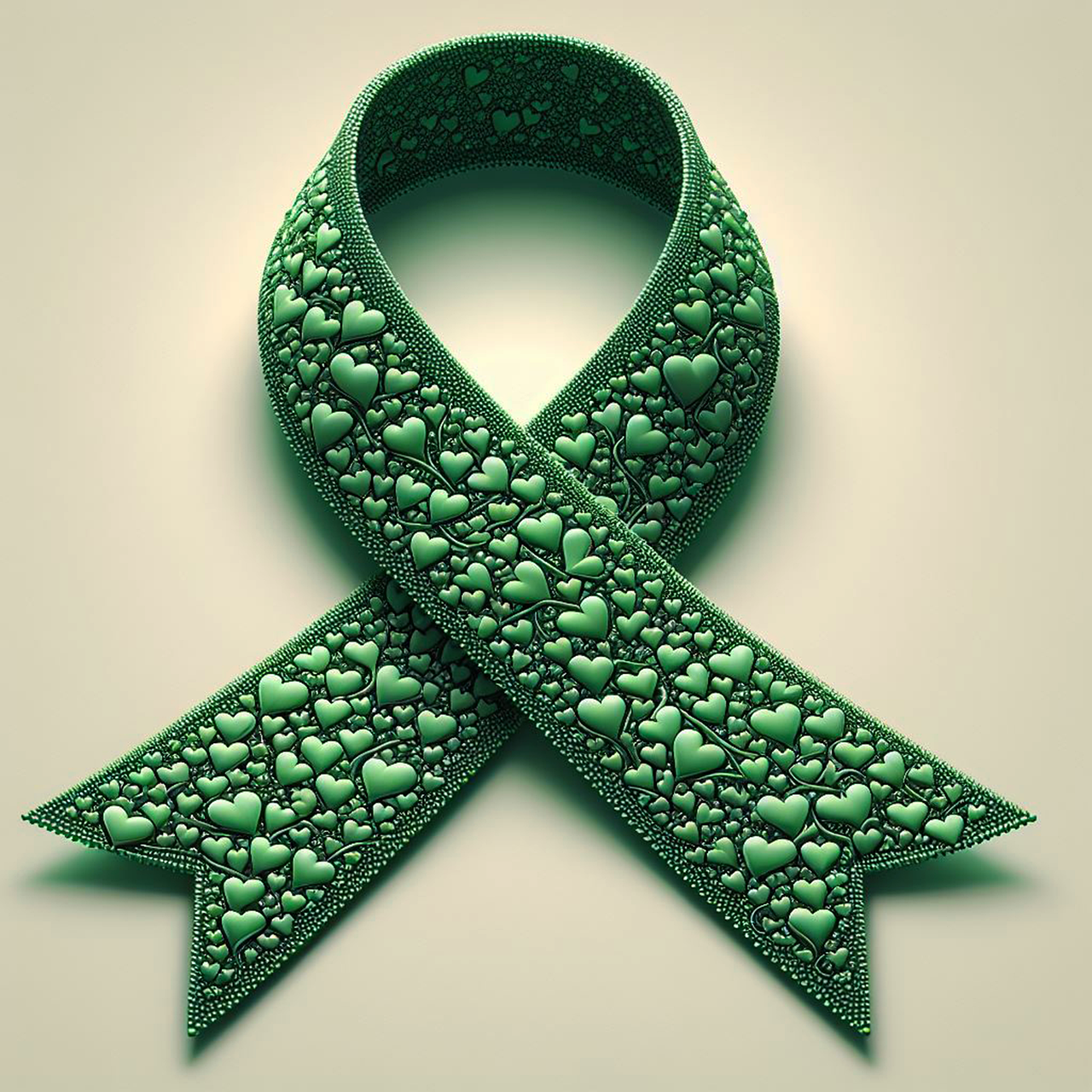 Download free HD stock image of Green Ribbon Hearts Free green ribbon hearts texture illustration
