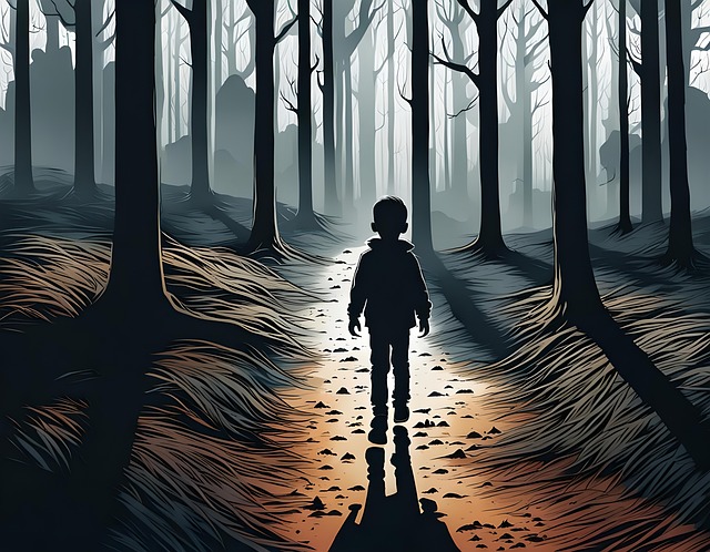 Free ai generated boy forest illustration