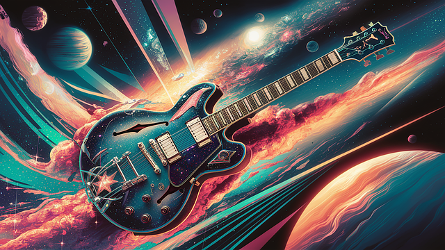 Free ai generated guitar space illustration