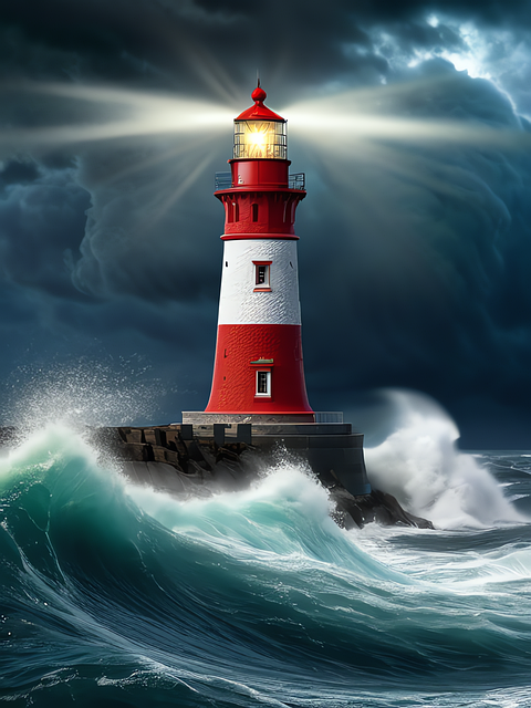 Download free HD stock image of Ai Generated Lighthouse Free ai generated lighthouse ocean illustration