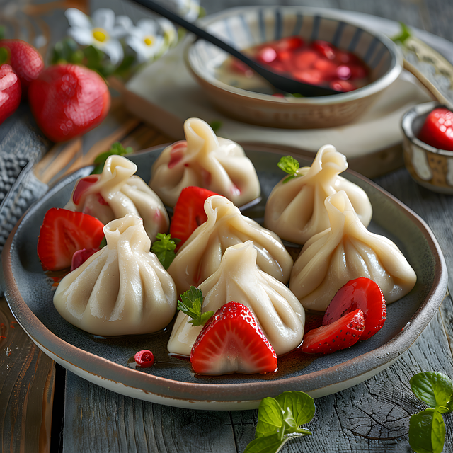Free ai generated strawberries dumplings illustration