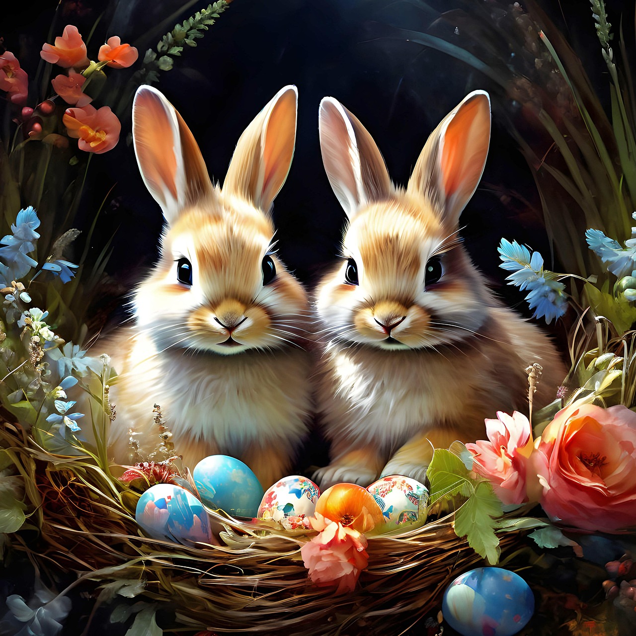Free ai generated easter bunnies illustration