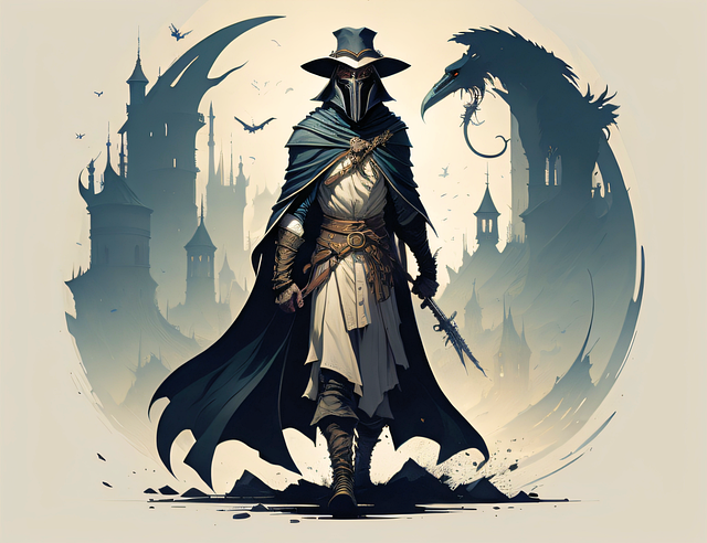 Free ai generated plague doctor warrior illustration
