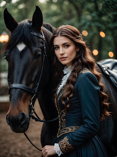 Free ai generated woman horse illustration