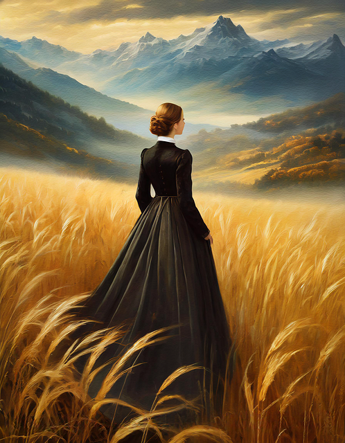 Free woman meadows lady illustration