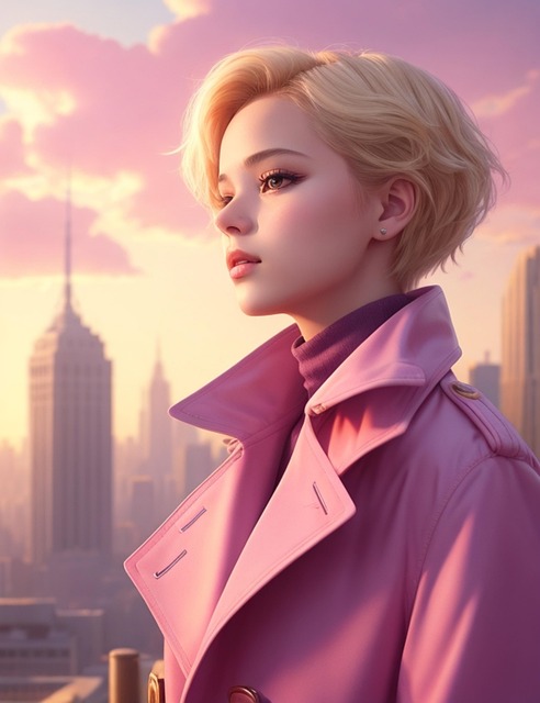 Free ai generated girl trench coat illustration