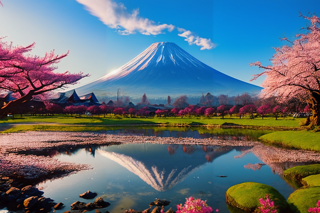 Japón, Fuji, Flores De Cerezo