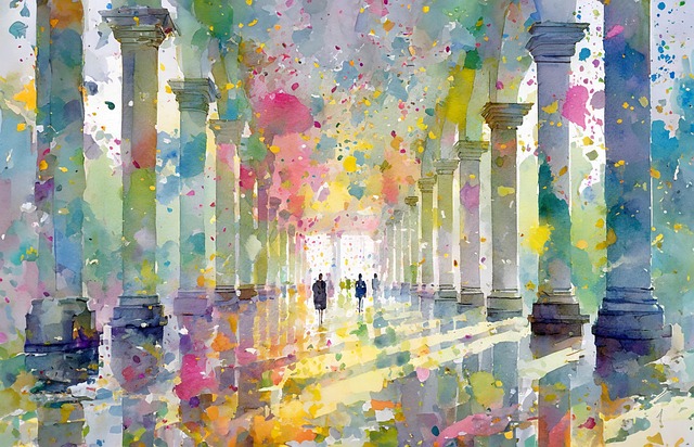 Free hall pillars temple illustration