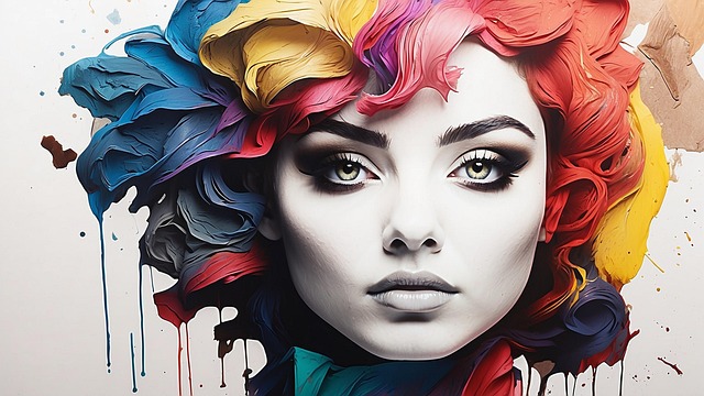 Free woman hair colorful illustration