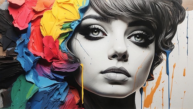Free woman hair colorful illustration