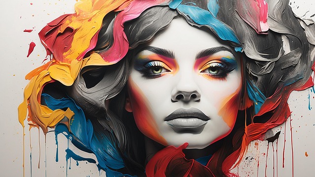 Free woman hair colorful illustration