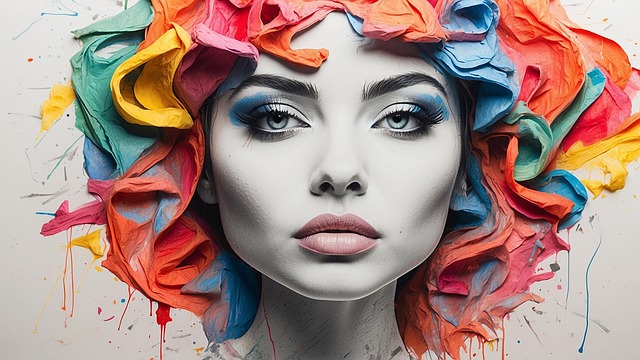 Free woman hair colorful illustration