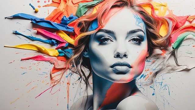 Free woman hair colorful illustration