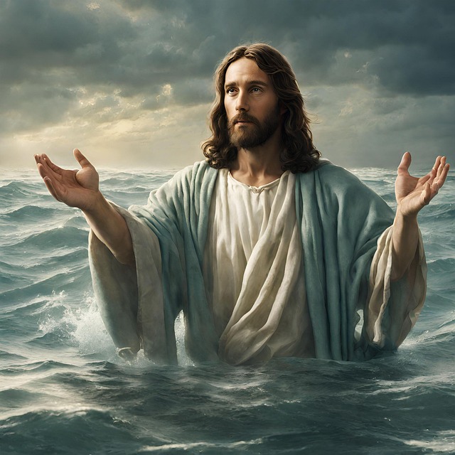 Free jesus in the water jesus walks on water jesus show illustration