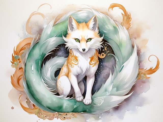 Free fox kitsune japanese illustration