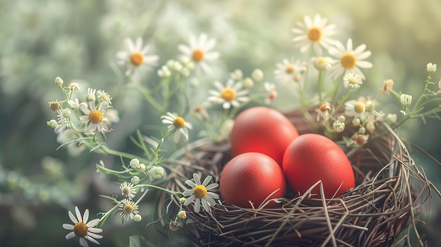 Free nest eggs flowers illustration