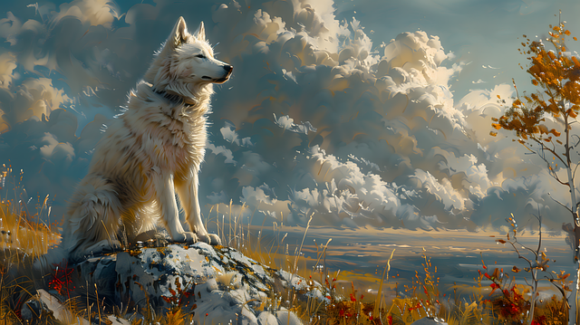Free ai generated dog husky illustration
