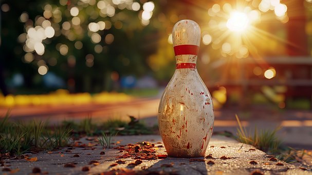 Bowling, Pin, Vintage, Park, Wood, Red