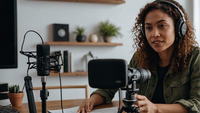 Download free HD stock image of Ai Generated Podcast Free ai generated podcast microphone illustration