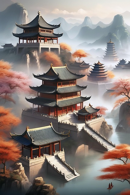 Free oriental meditation pagoda illustration