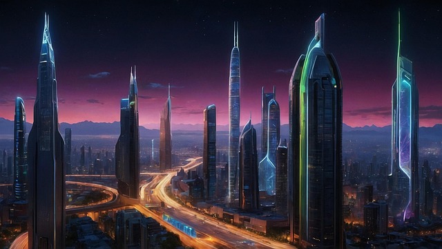 Free ai generated city futuristic illustration