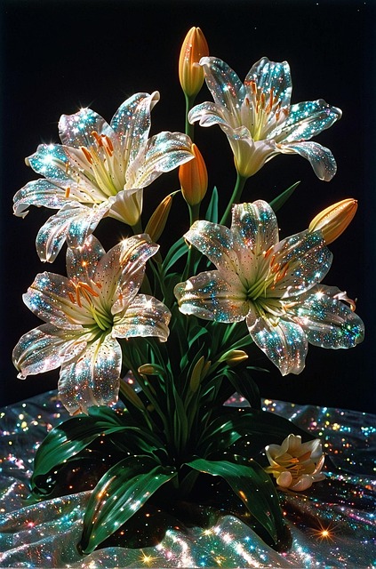 Vidrio, Lirios, Naturaleza, Flores