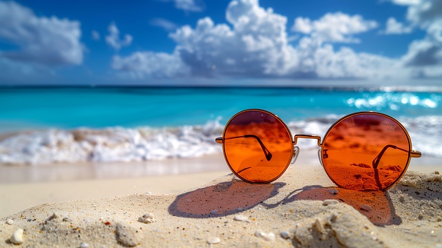 Free ai generated sunglasses beach illustration