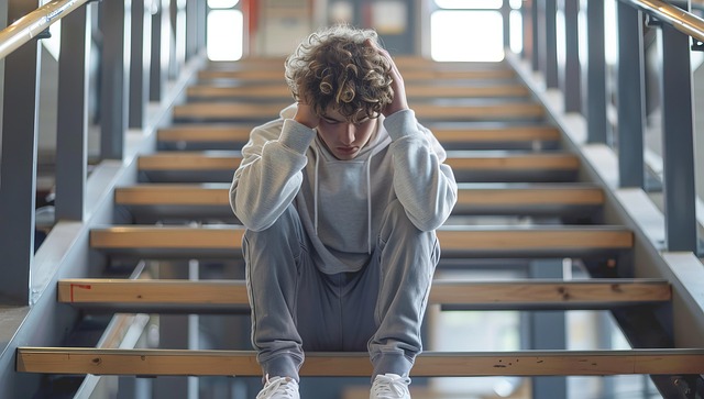 Free teenager stairs sitting illustration