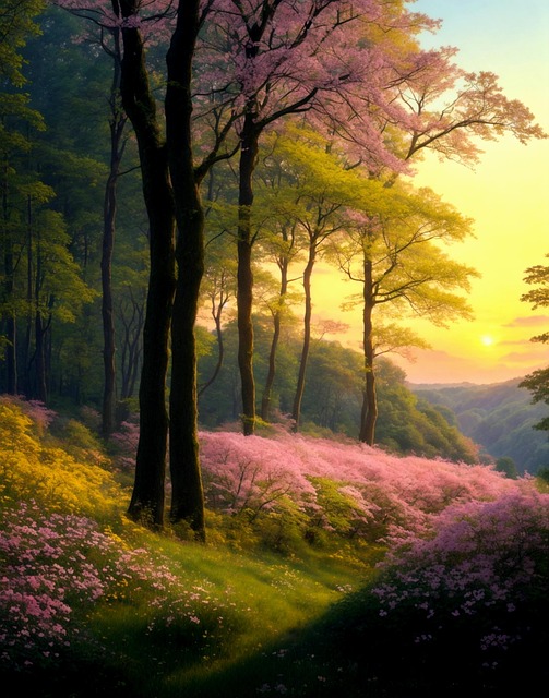 Download free HD stock image of Spring Forest Free spring forest trees illustration