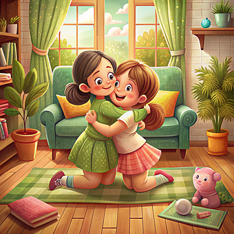 Free Little Girls Hug illustration and picture