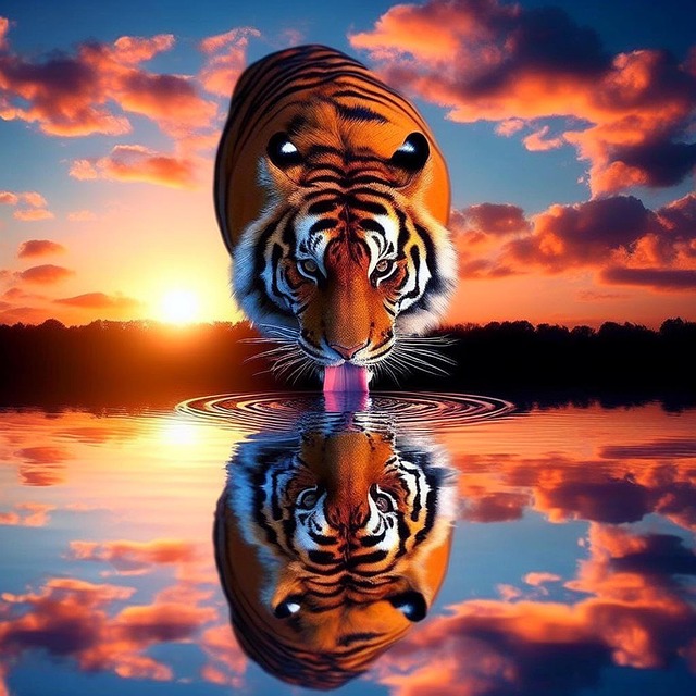 Free ai generated tiger feline illustration