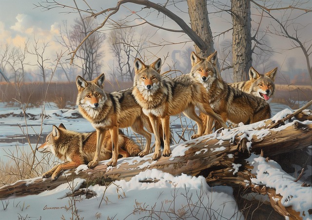 Free ai generated wolves pack illustration