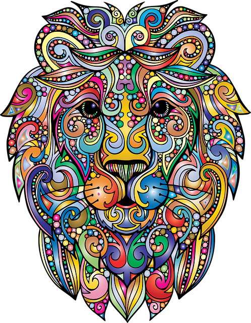 Free lion feline mandala vector