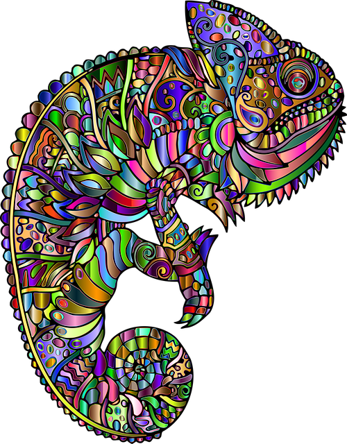Kameleon, Hagedis, Abstract, Mandala