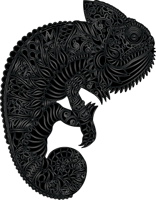 Free chameleon lizard mandala vector