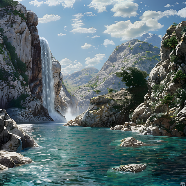 Download free HD stock image of Ai Generated Waterfall Free ai generated waterfall river illustration