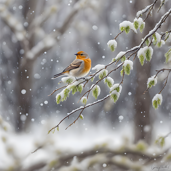 Ai Genereret, Fugl, Vinter, Sne, Natur