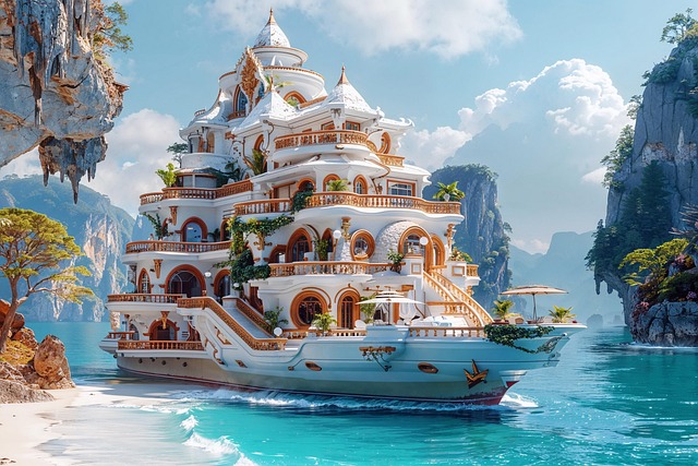 Free yacht palace ship illustration