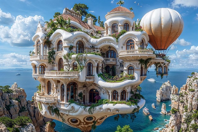 Free balloon villa house illustration