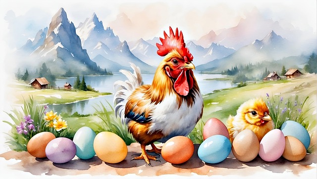 Download free HD stock image of Ai Generated Hen Free ai generated hen chick illustration