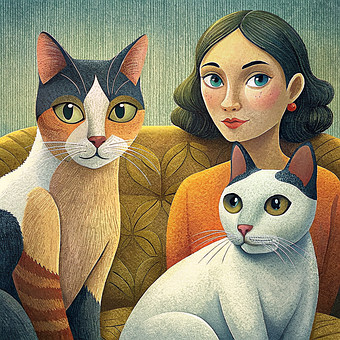 Free Ai Generatedcats Woman illustration and picture