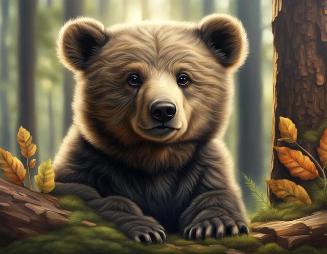 Free ai generated bear forest illustration