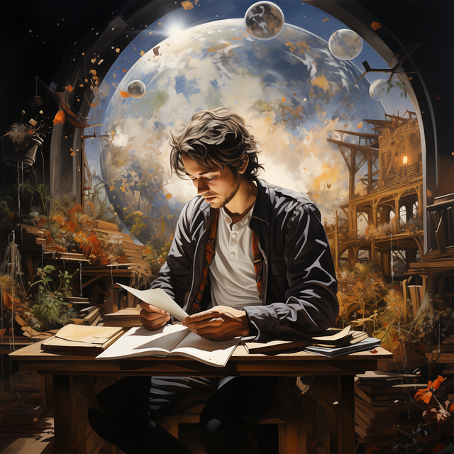 Free ai generated man studying illustration