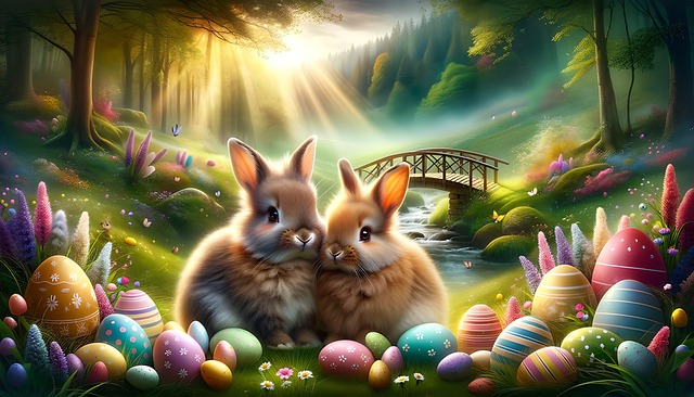 Free easter rabbit chicken illustration