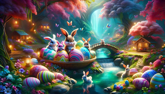 Free easter rabbit chicken illustration