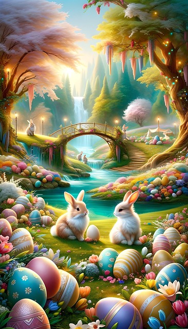Free easter rabbit chicken illustration