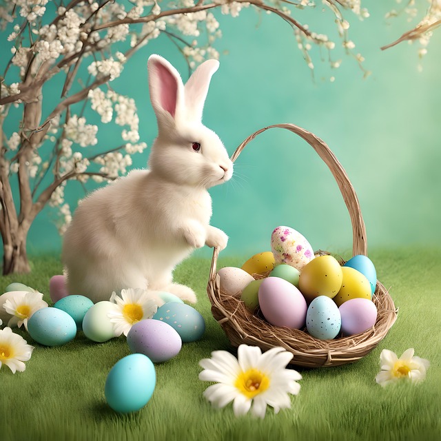 Free easter rabbit chicken illustration